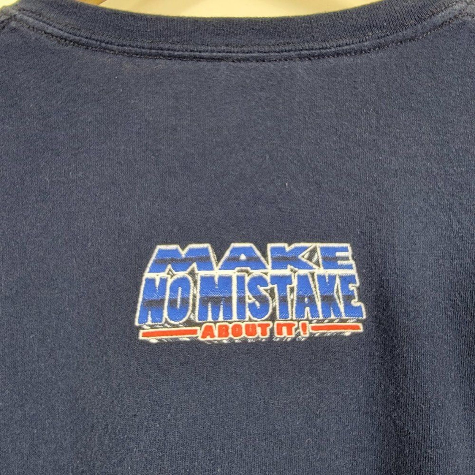 Gildan Cotton Graphic T Shirt Mens Size L Navy Blue Fisherman Make No Mistake gallery