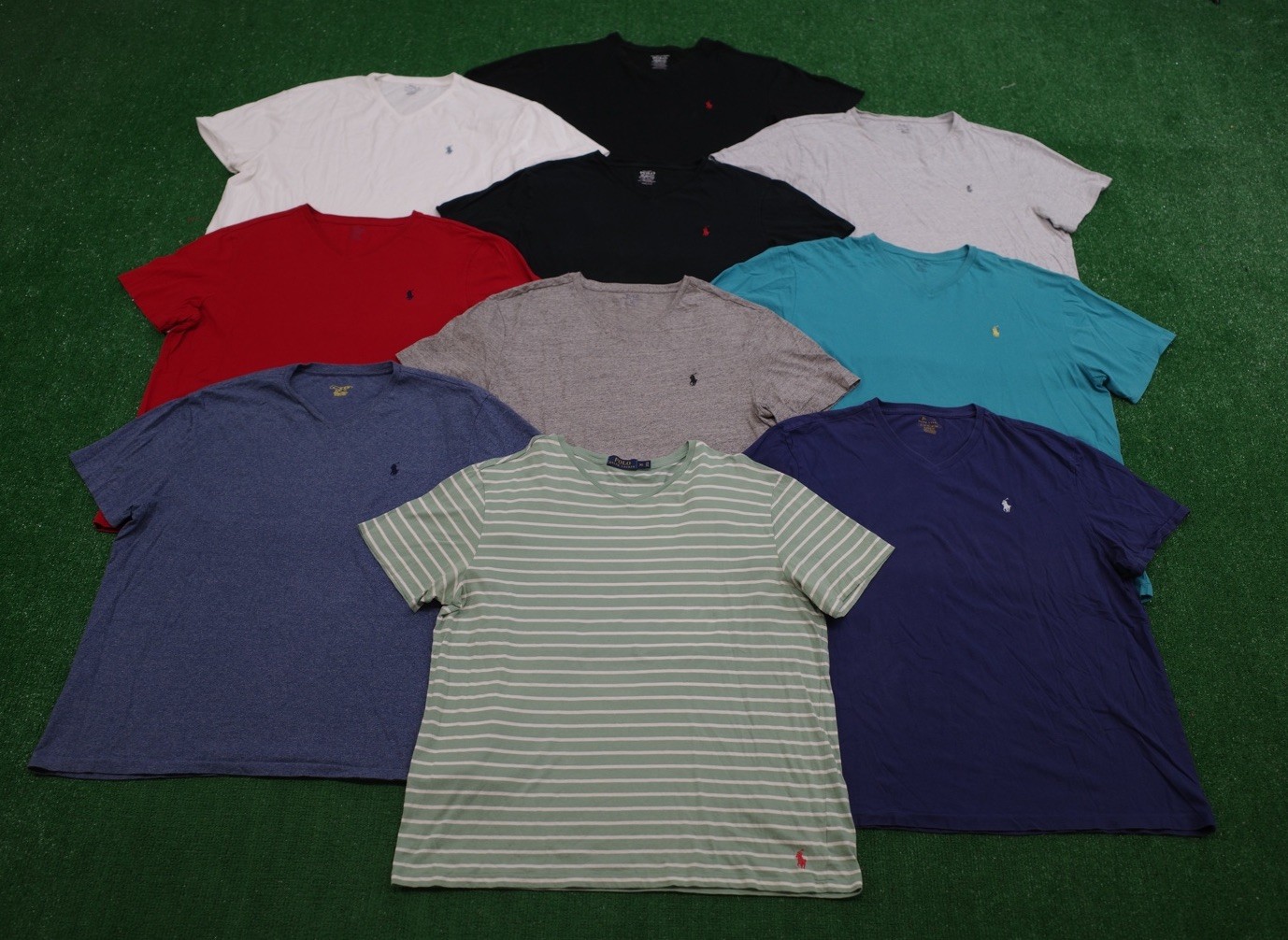 Lot Of 10 VTG Polo Ralph Lauren Tees Mens Size XL T-Shirt V Neck Classic Fit