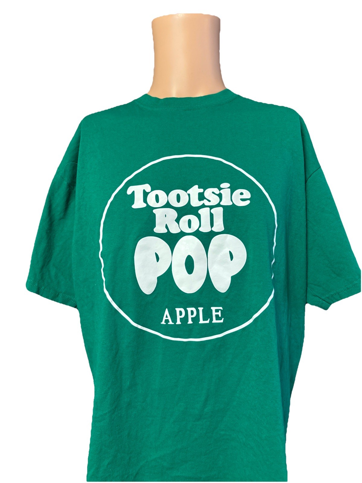 Vintage Tootsie Roll Pop Apple Green & White Shirt Size XL Mens gallery
