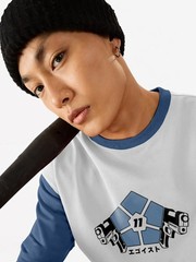 Men Printed Drop-Shoulder Sleeves Applique T-shirt