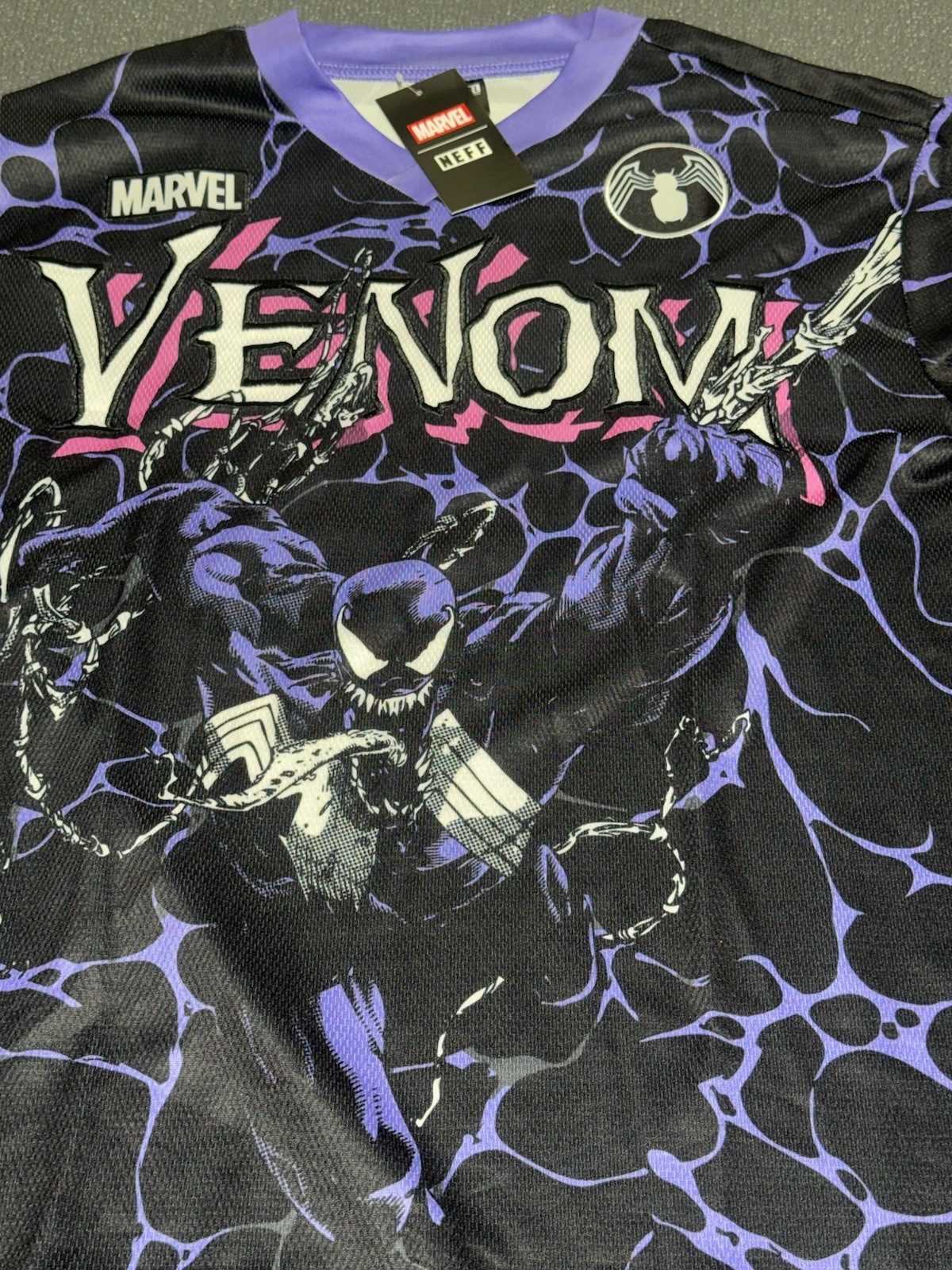 Neff x Marvel Venom Jersey Men’s Size Large Black Purple Embroidered NEW gallery