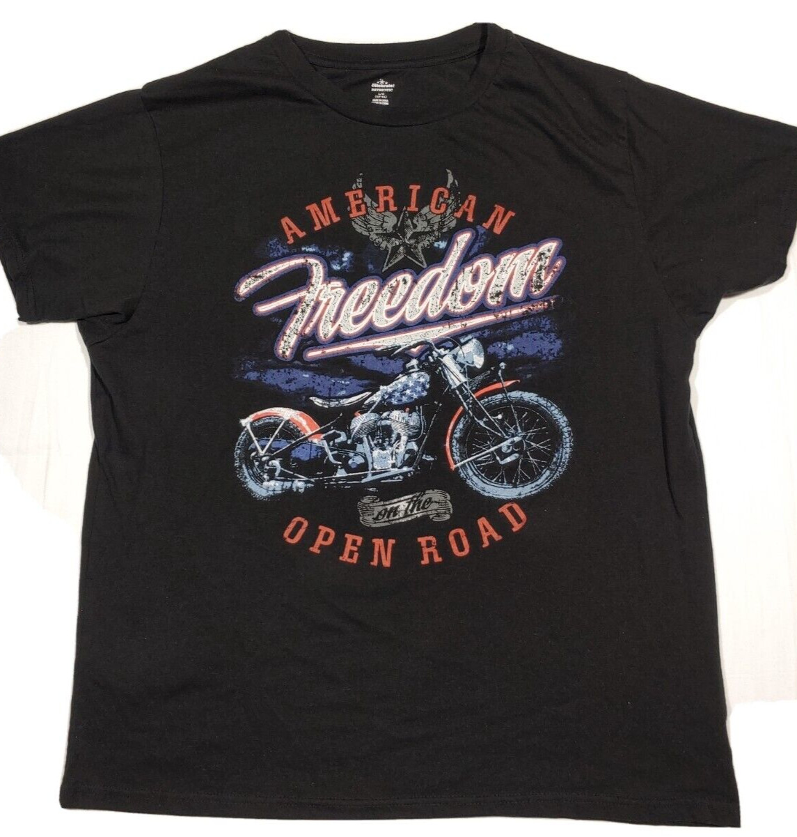 American Motorcycle Shirt Mens Large Black Graphic Freedom USA Biker Tee Size