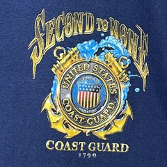 Gildan Coast Guard Second To None T Shirt Mens L Navy Short Sleeve Heavy Cotton