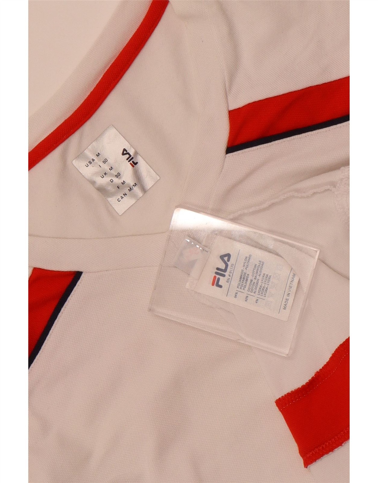 Fila Mens T-Shirt Top Medium White Colourblock Polyamide AP16 gallery