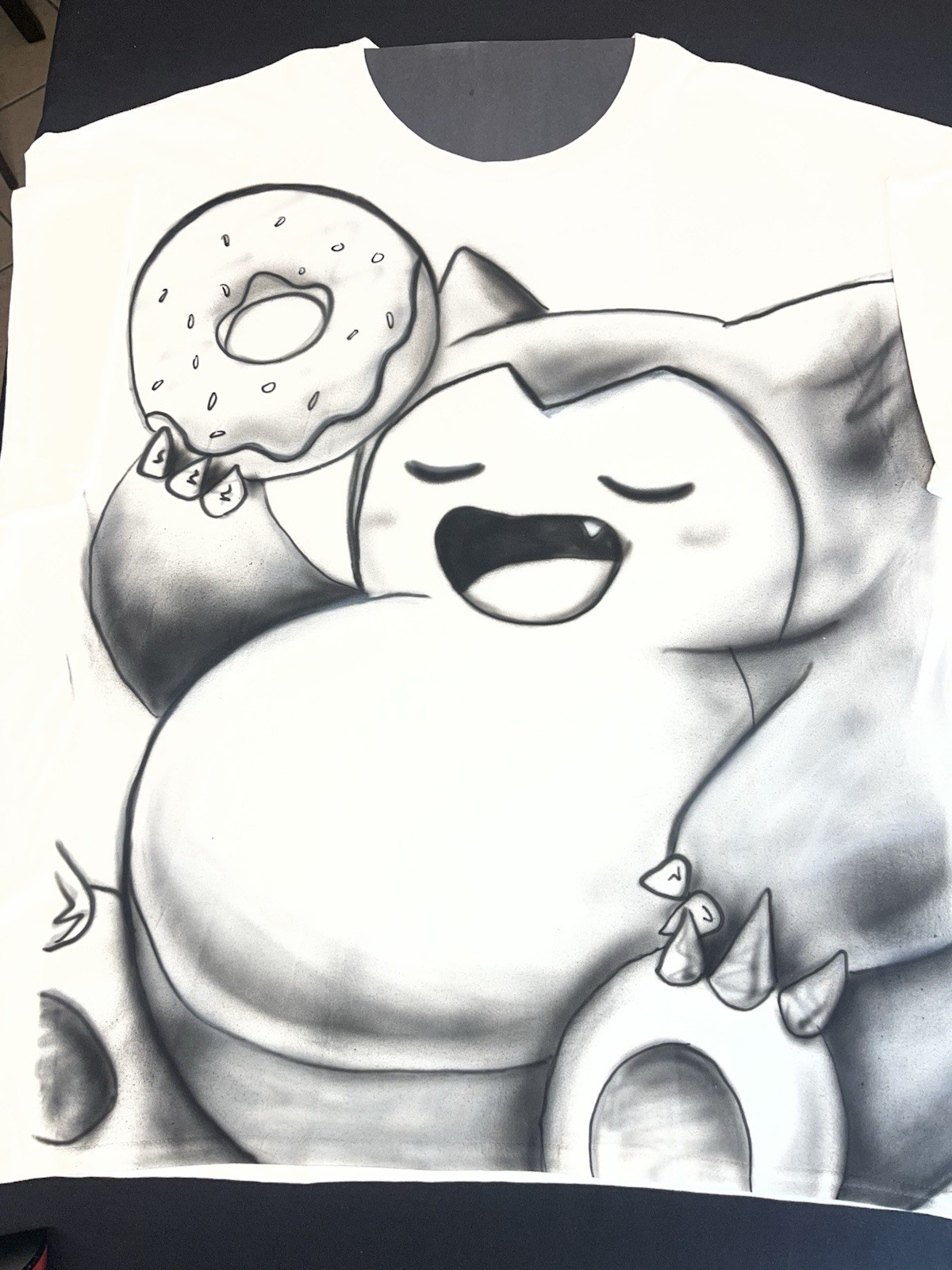 Snorlax Pokémon custom airbrush T-Shirt White Crew Neck Short Sleeve Cotton 3XL gallery