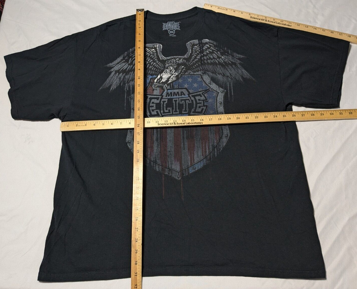 VTG Y2K MMA ELITE USA EAGLE SHIELD Men 2XL Black Cotton Graphic Print T-Shirt gallery