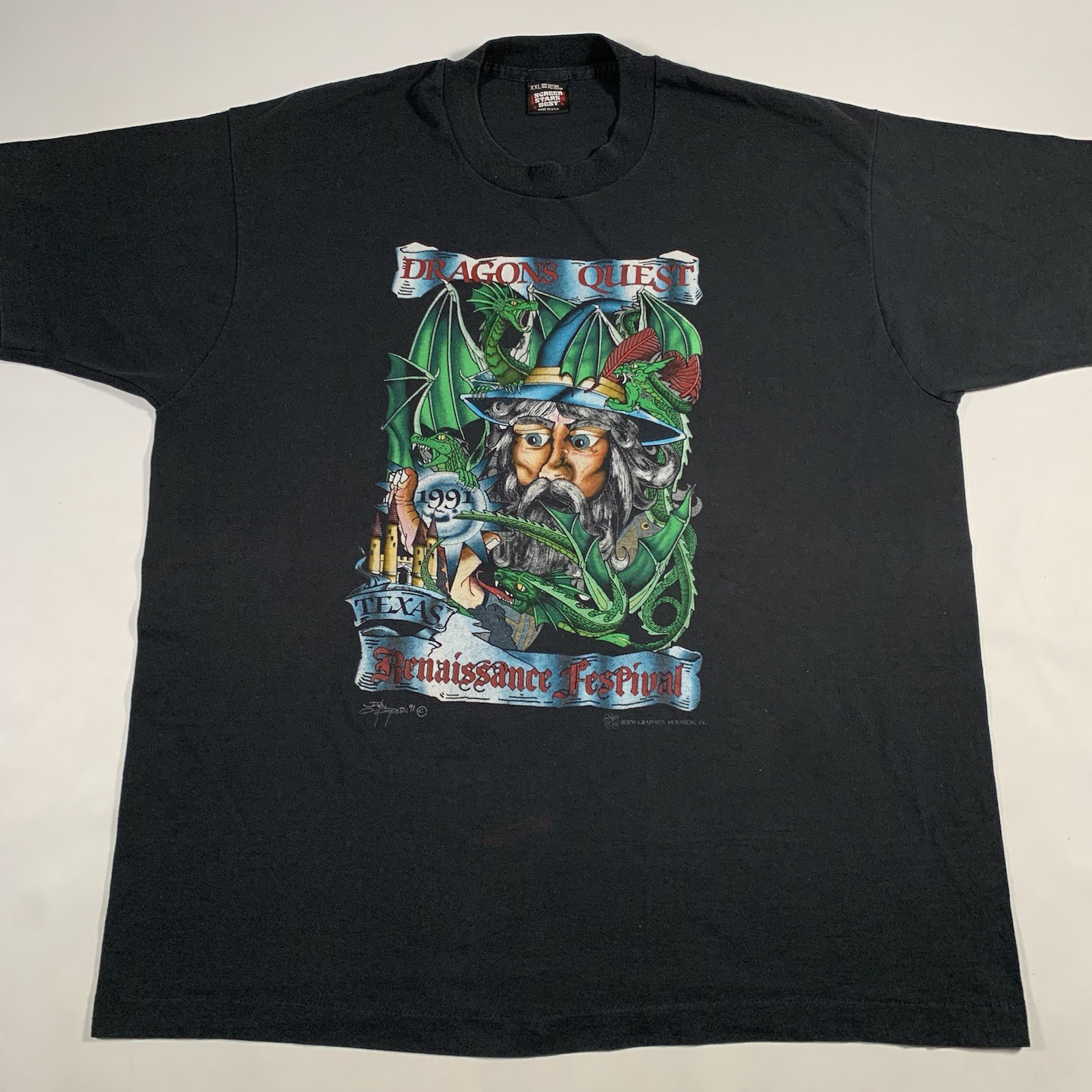 VTG Dragon's Quest 1991 Texas Renaissance Festival Mens 2XL Dungeons Dragons gallery
