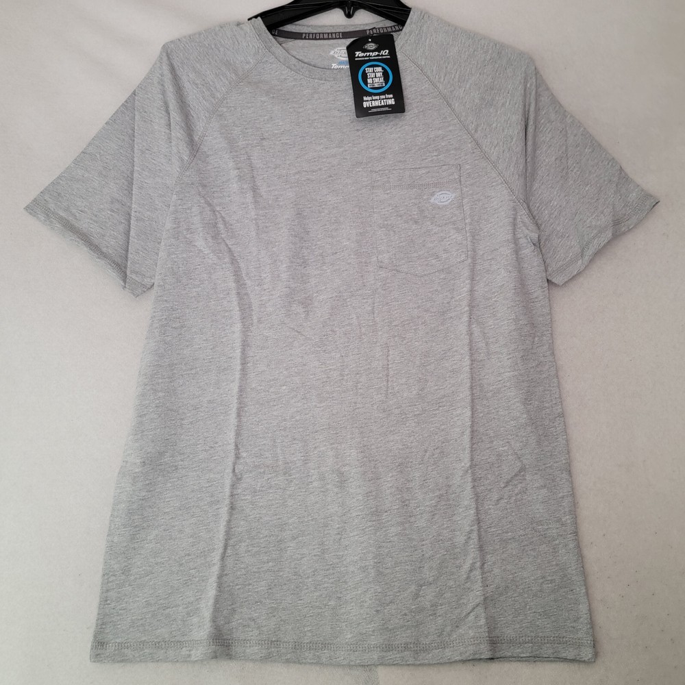 DICKIES FAST DRY Shirt MENS MEDIUM GRAY OUTDOOR WORK WEAR Cooling POCKET TEE NWT