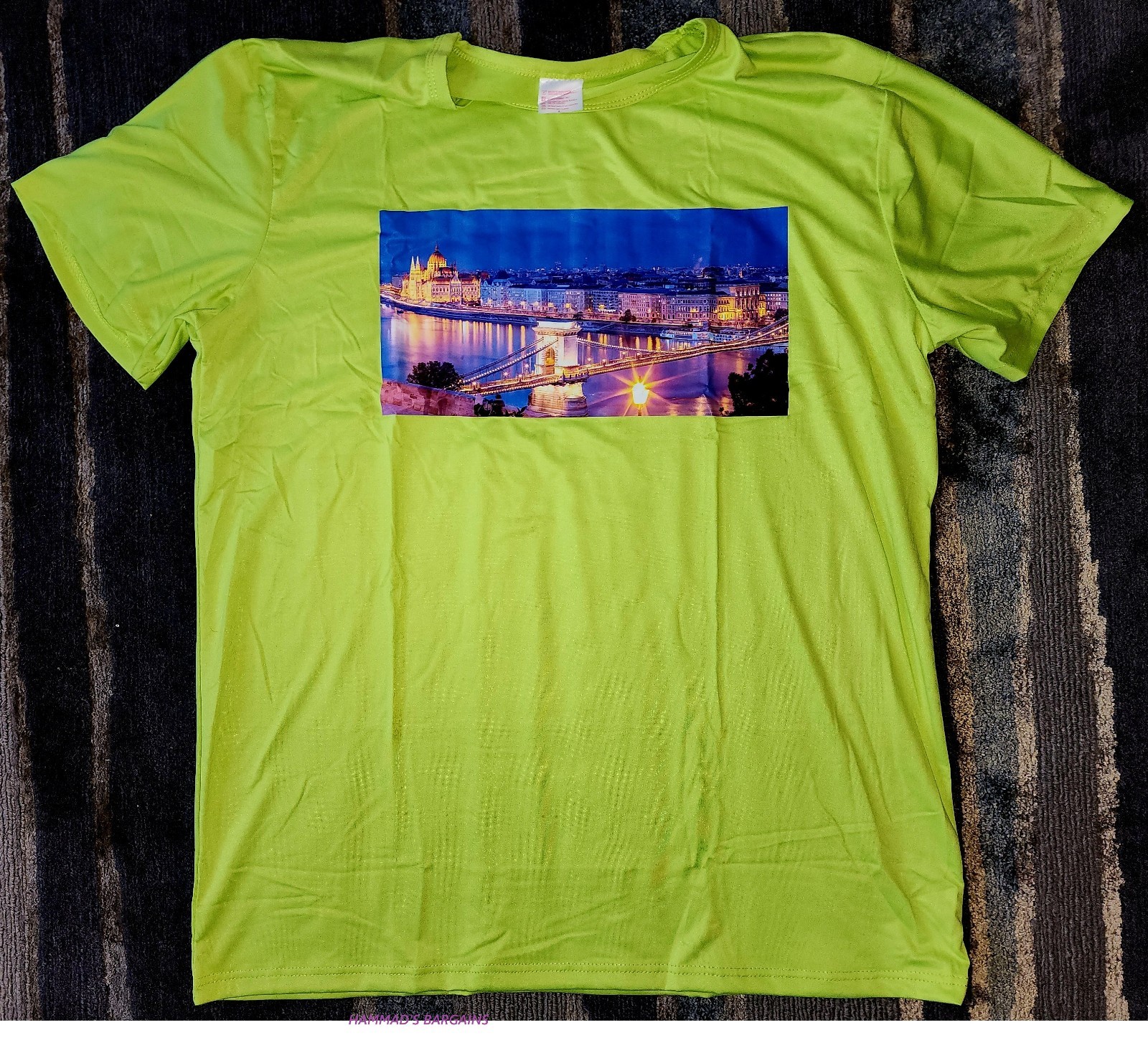 T-SHIRT HALF SLEEVE 100 % POLYESTER COTTON DESIGN (GREEN) SIZE LARGE (O-NECK) gallery
