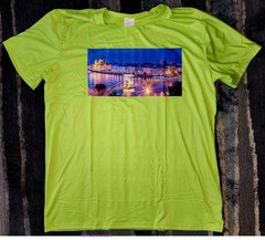 T-SHIRT HALF SLEEVE 100 % POLYESTER COTTON DESIGN (GREEN) SIZE LARGE (O-NECK)