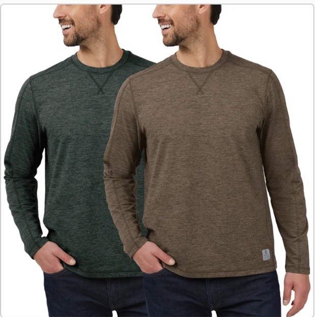 Rugged Elements Sueded Long Sleeve Crew Tee 2-pack Green & Brown Men's Size S gallery