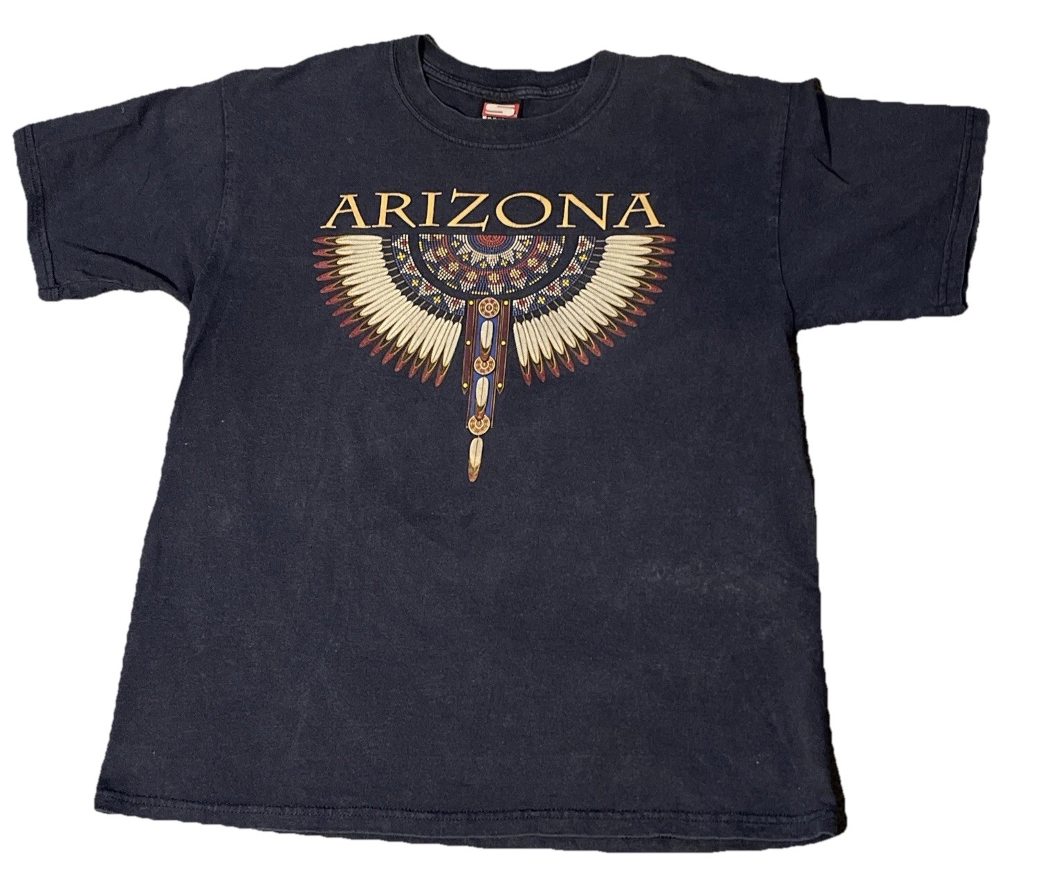 Vintage Arizona Beaded Aztec Print T-shirt 1990s Size Large Made in USA gallery