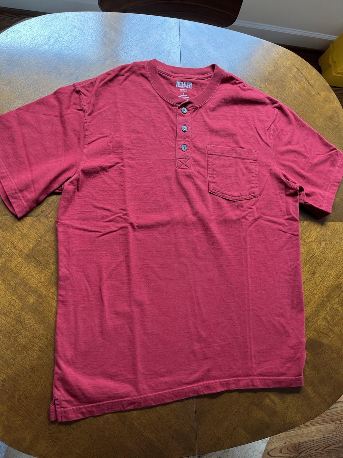 Duluth Trading Co Relaxed Fit Longtail Tall Mens L Short Sleeve Pocket Henley gallery