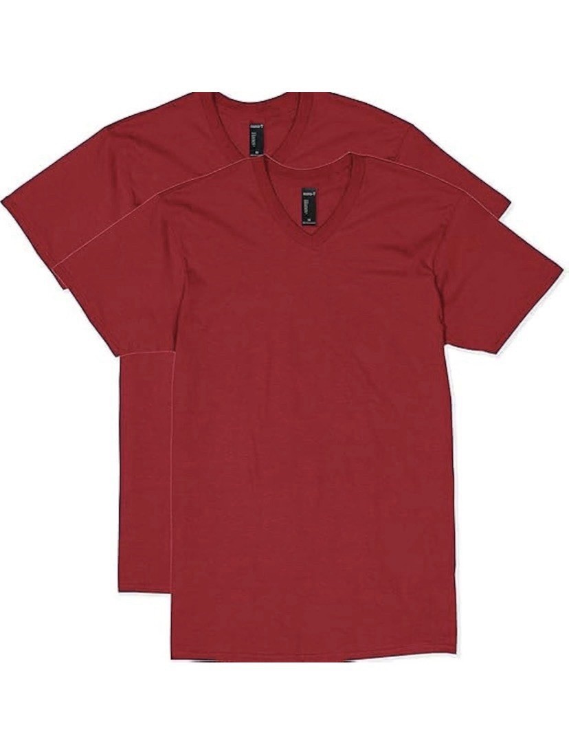Hanes Men's Unisex Nano Premium Cotton V-Neck T-Shirt (Pack of 2) Size S -No Tag gallery