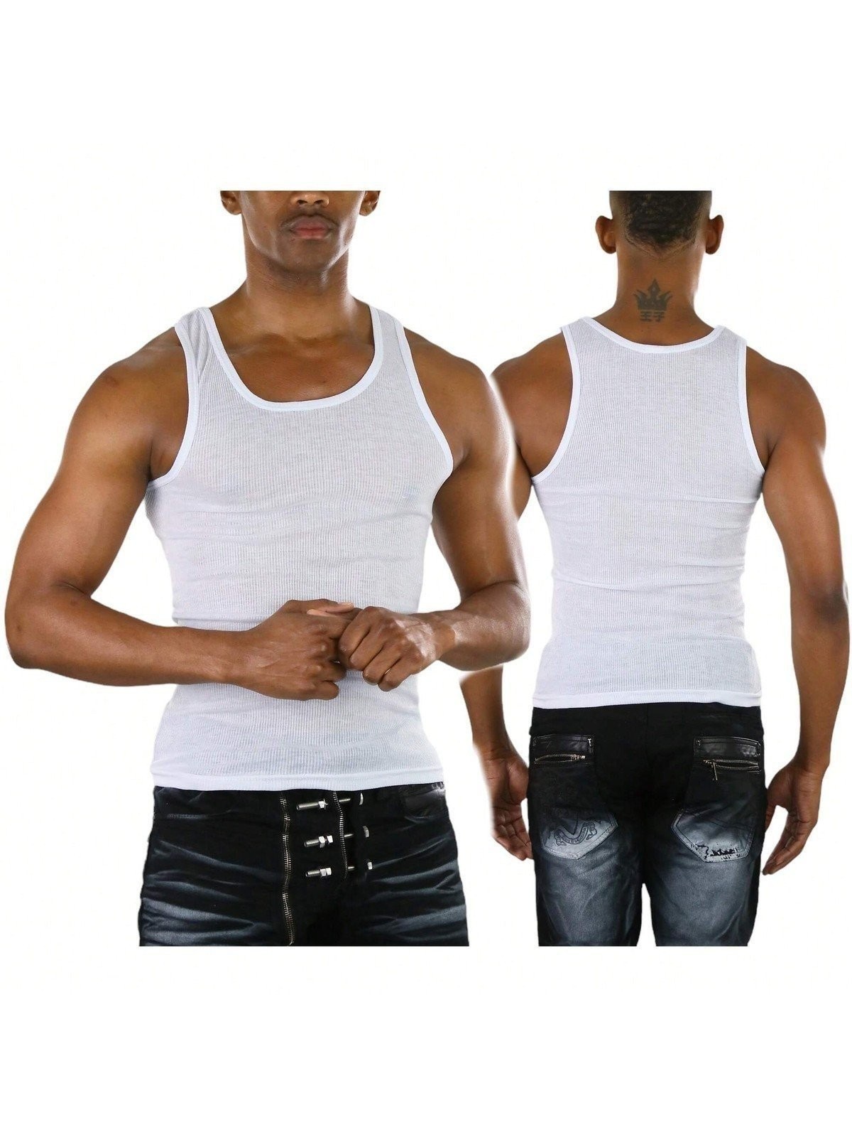 ToBeInStyle Men's Slim Fit Shallow Scoop Neck Sleeveless A-Shirts gallery