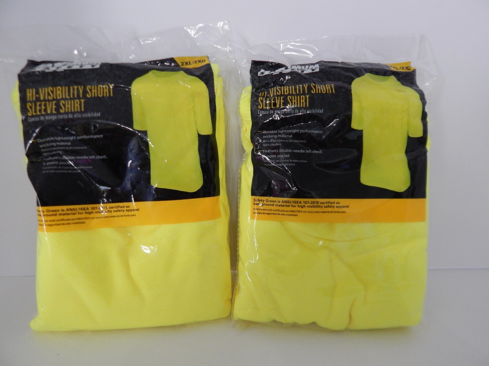 Hi-Vis Short Sleeve T-Shirt with Chest Pocket Safety Green MX47400-2XL Lot/2 NEW
