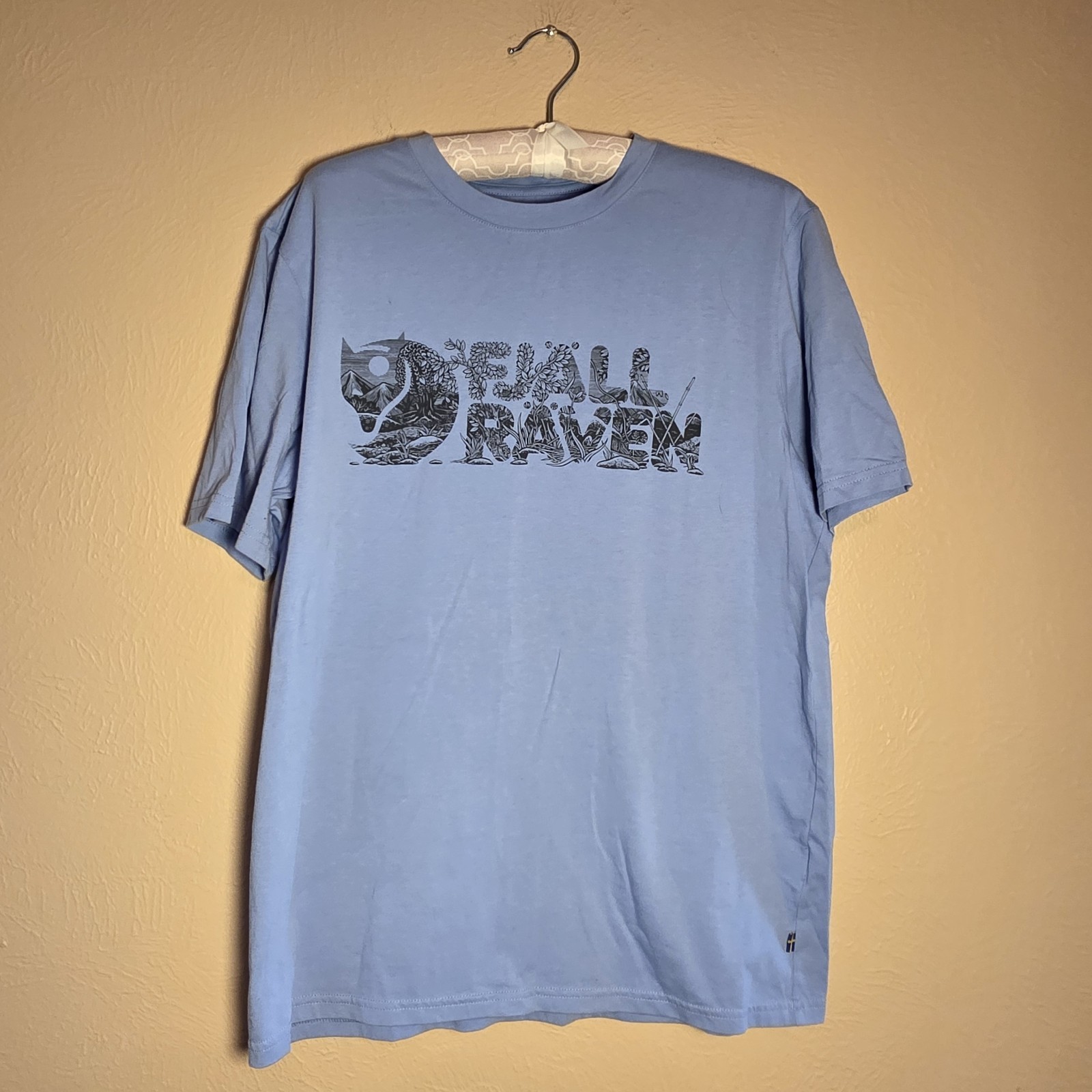 Fjallraven Lush Logo Graphic Tee Men's M Blue Short Sleeve Outdoor Hiking Shirt gallery