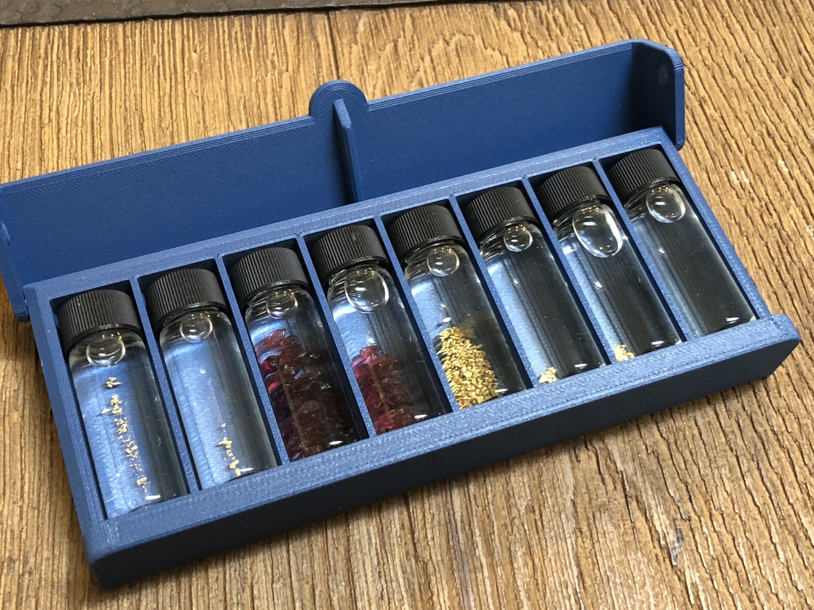Gold Specimen Dram Glass Vial Holder Display