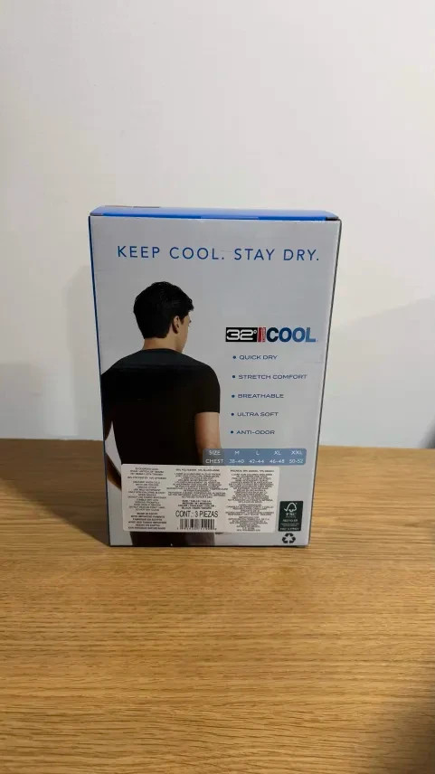 32 Degrees Cool Men's T-Shirt 3 Pack Quick Dry Stretch Crew Neck Black Size Med gallery