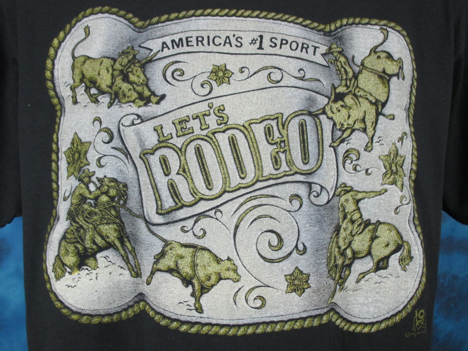 vtg 80s COWBOY LET’S RODEO T-Shirt M/L single stitch thin horse bull buckle gallery
