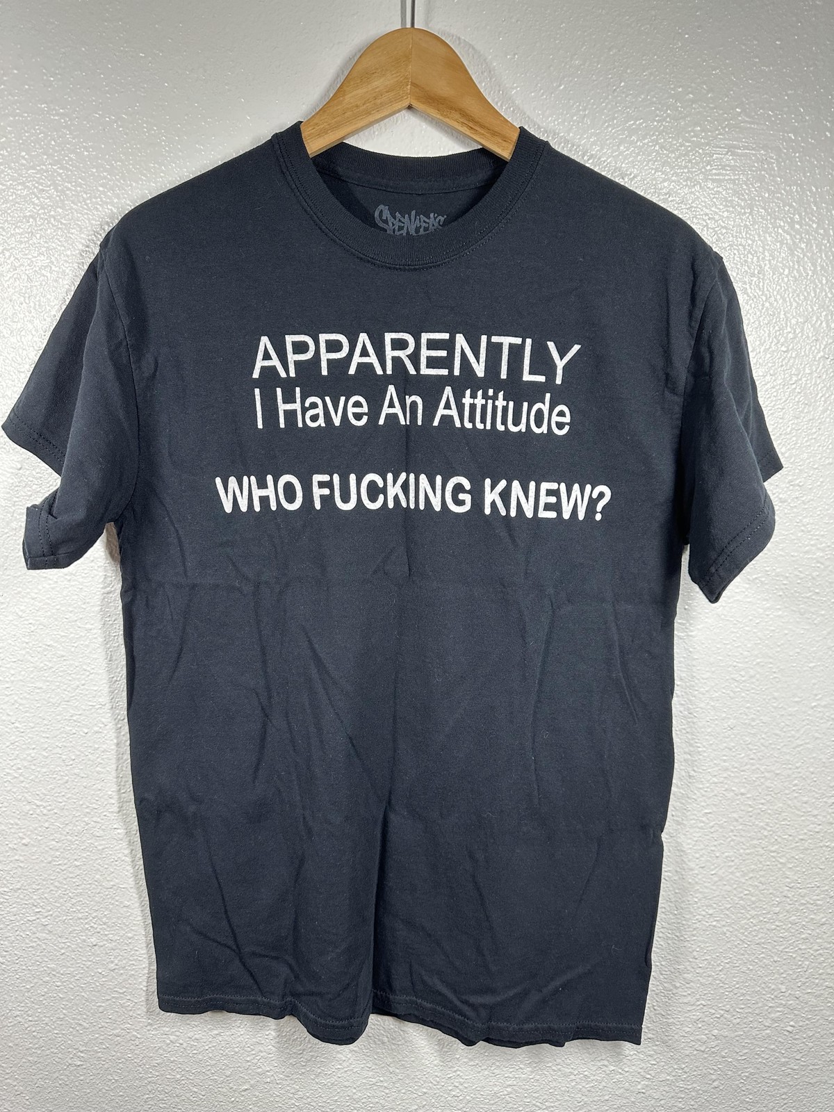 Spencers Shirt Mens Medium Black Apparently I Have An Attitude Graphic Tee Funny gallery