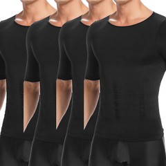 4 Pack Men Compression Undershirt Slim Tank Top Workout Vest Abdomen Body Shaper