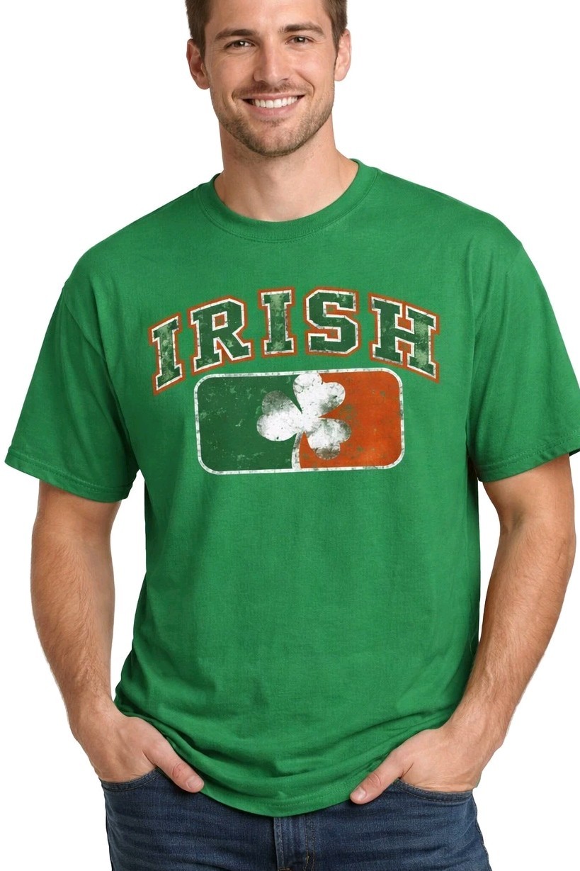 Irish MLB Styled Shamrock Silk Screen T-shirt