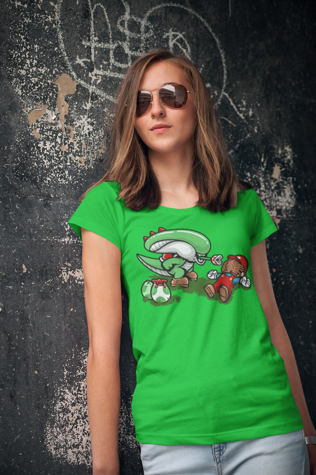 Yoshi Super Mario Bros. T-Shirt Mens Unisex Cotton Adult Size Xenomorph Alien gallery