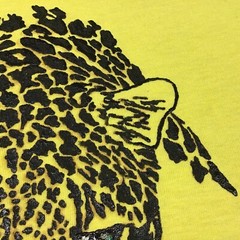 Vintage 1990s Leopard￼ Graphic T Shirt Looks Hand Painted Screen Stars Lg Yellow