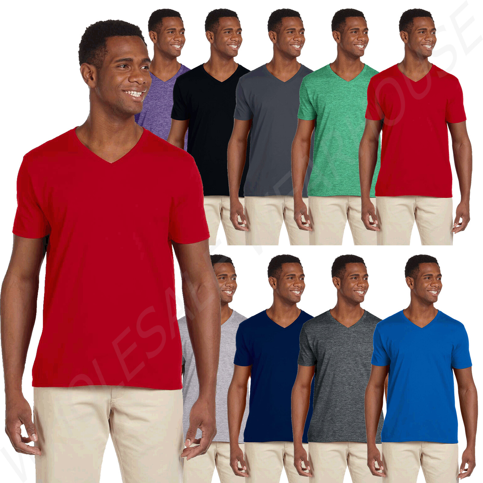 Gildan Mens T-Shirt V-Neck Short Sleeve 4.5 oz SoftStyle Tee G64V gallery