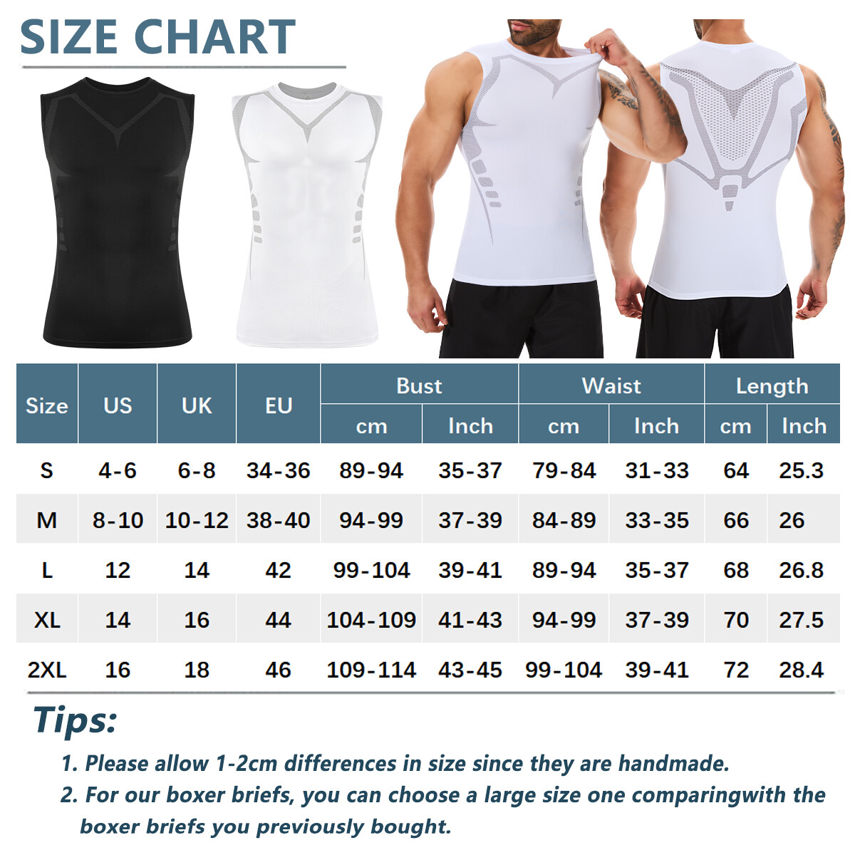 Men Compression Shirt Version Ionic Shaping Sleeveless Vest Sports Tank Top US gallery