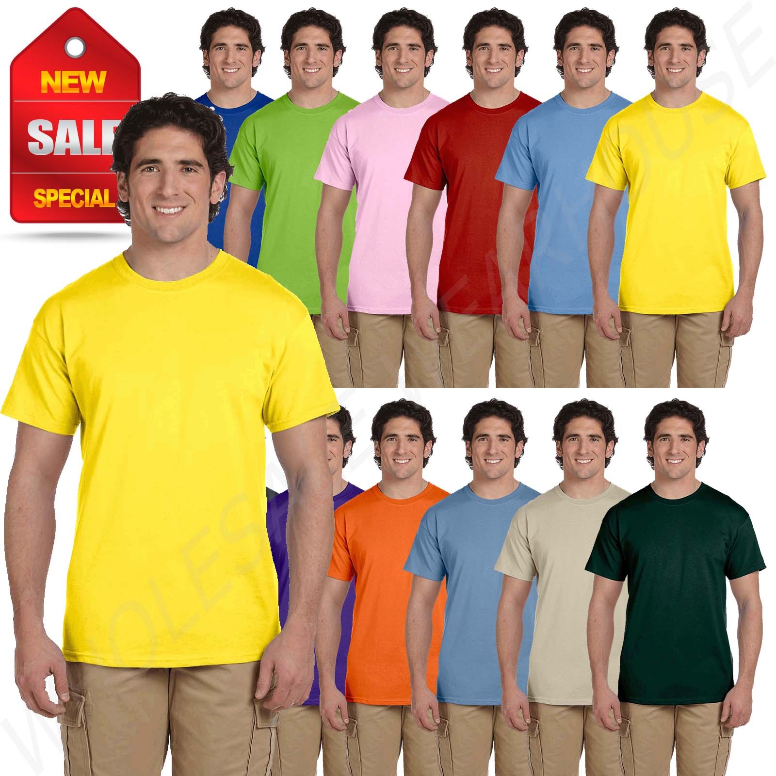 Hanes Mens T-Shirt ComfortBlend 50/50 EcoSmart Crewneck Tee S-4XL 5170 gallery