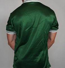 MEN’S DARK GREEN SHINY COLLARED SOCCER T-SHIRT ADULT M