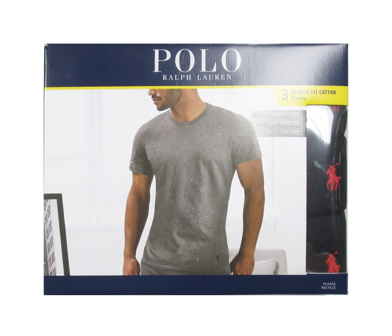 Polo Ralph Lauren Men’s Black Classic Fit Crew-Neck 3 Pack T-Shirt