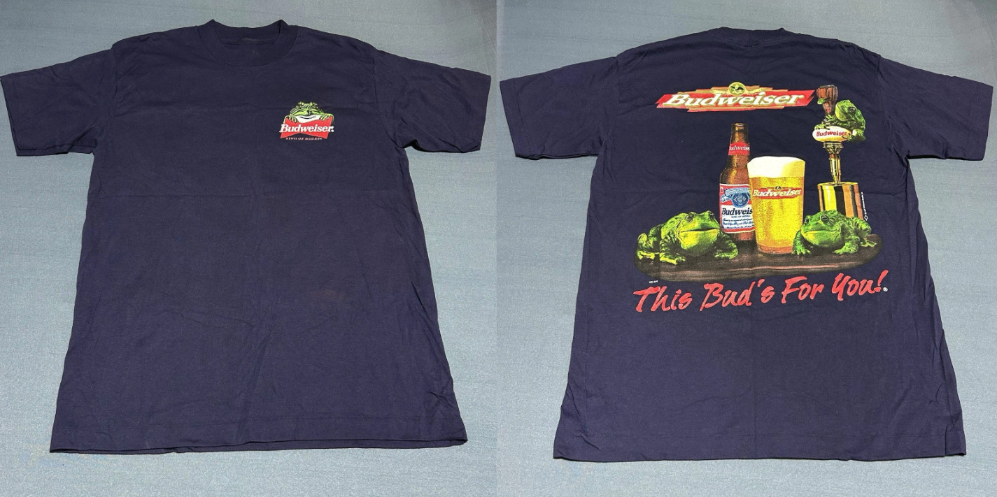 Vintage 1997 Budweiser Beer Frog T-Shirt Men’s Black Single Stitch 90s S-5XL gallery