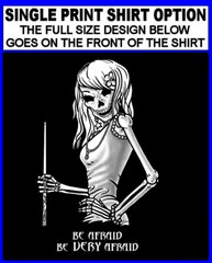 BE AFRAID BE VERY AFRAID Skull Skeleton Girl Billiards Pool Player T-shirt