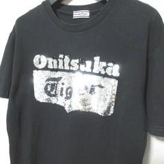 Onitsuka Tiger Sequin Logo T-Shirt, Size Small, Black mens USED