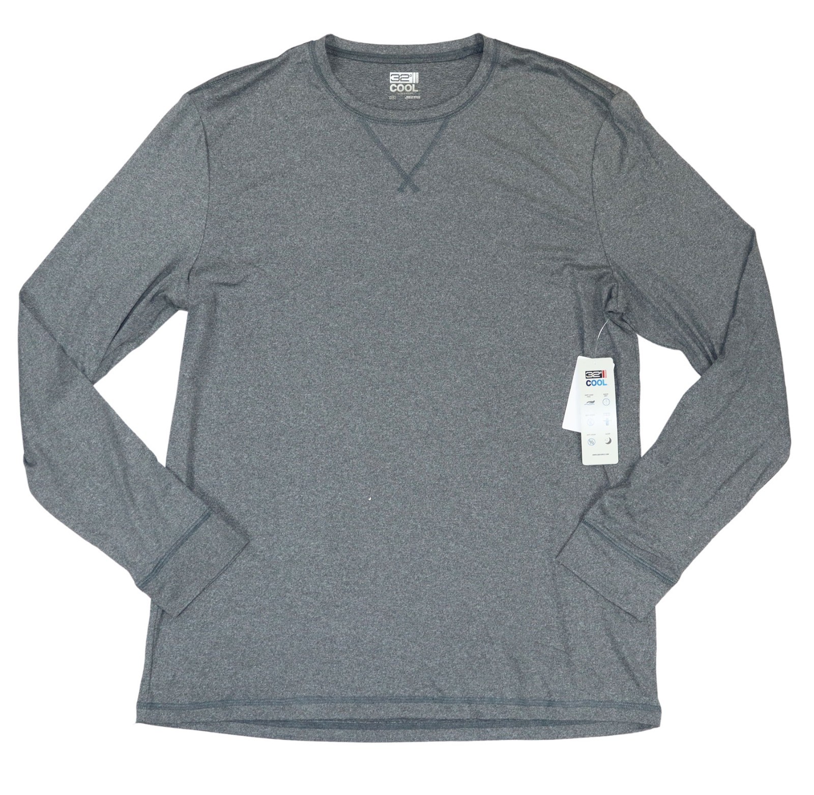 32 Degrees Heat Sleepwear Long Sleeve Solid Crew Neck Men’s T-Shirt L NWT Gray