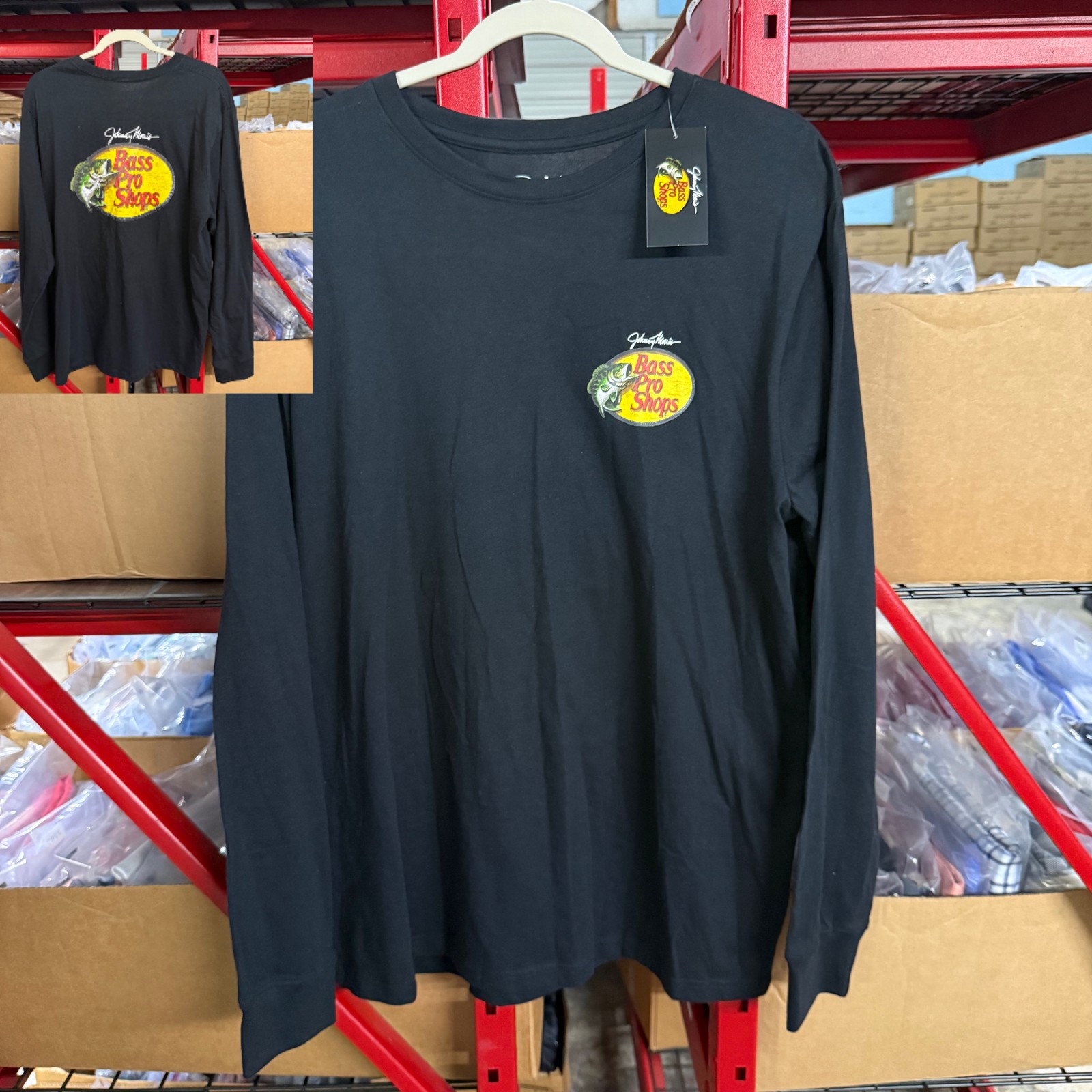 Bass Pro Shops Shirt Mens Large Black Johnny Morris Long Sleeve Tee NEW! gallery