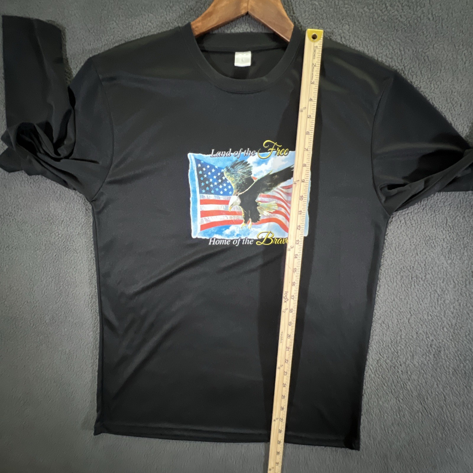 Land of the Free Home Brave Men's Size Large Black Long Sleeve Performance Shirt gallery