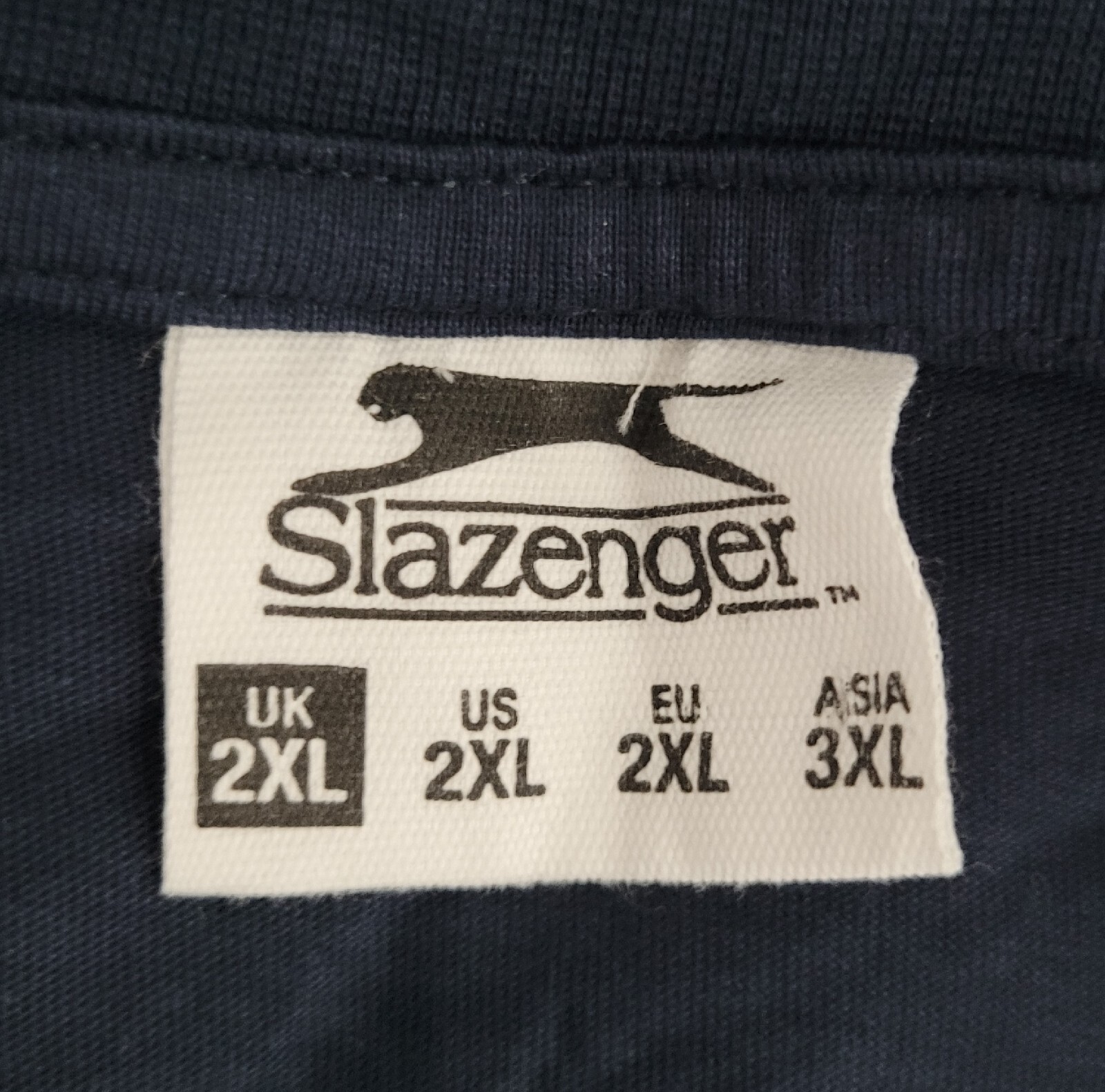 Mens SLAZENGER T Shirt Top Blue 2XL Dark Round Neck XXL Cotton Jersey gallery