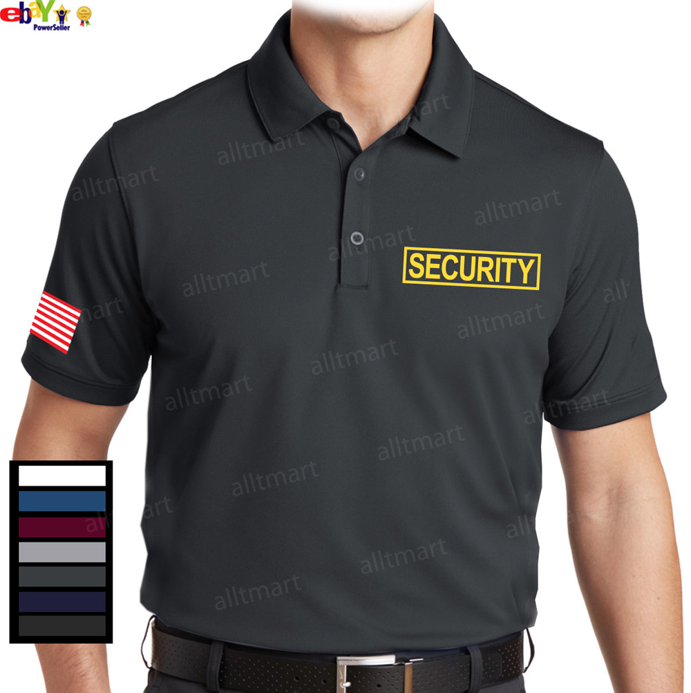 NW SECURITY AMERICAN FLAG POLICE STAFF UNIFORM PARTY COLLAR DRY FIT POLO T-SHIRT gallery