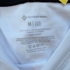 Members Mark Mens White Luxe Tee Medium Short Sleeve Zip Media Pocket NWT C21102