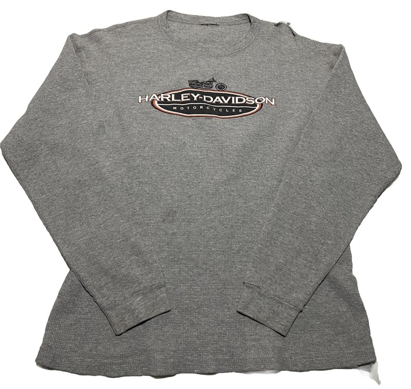 Vintage Harely Davidson Shirt Adult Thermal Waffle Knit Y2K 21×26 Y6