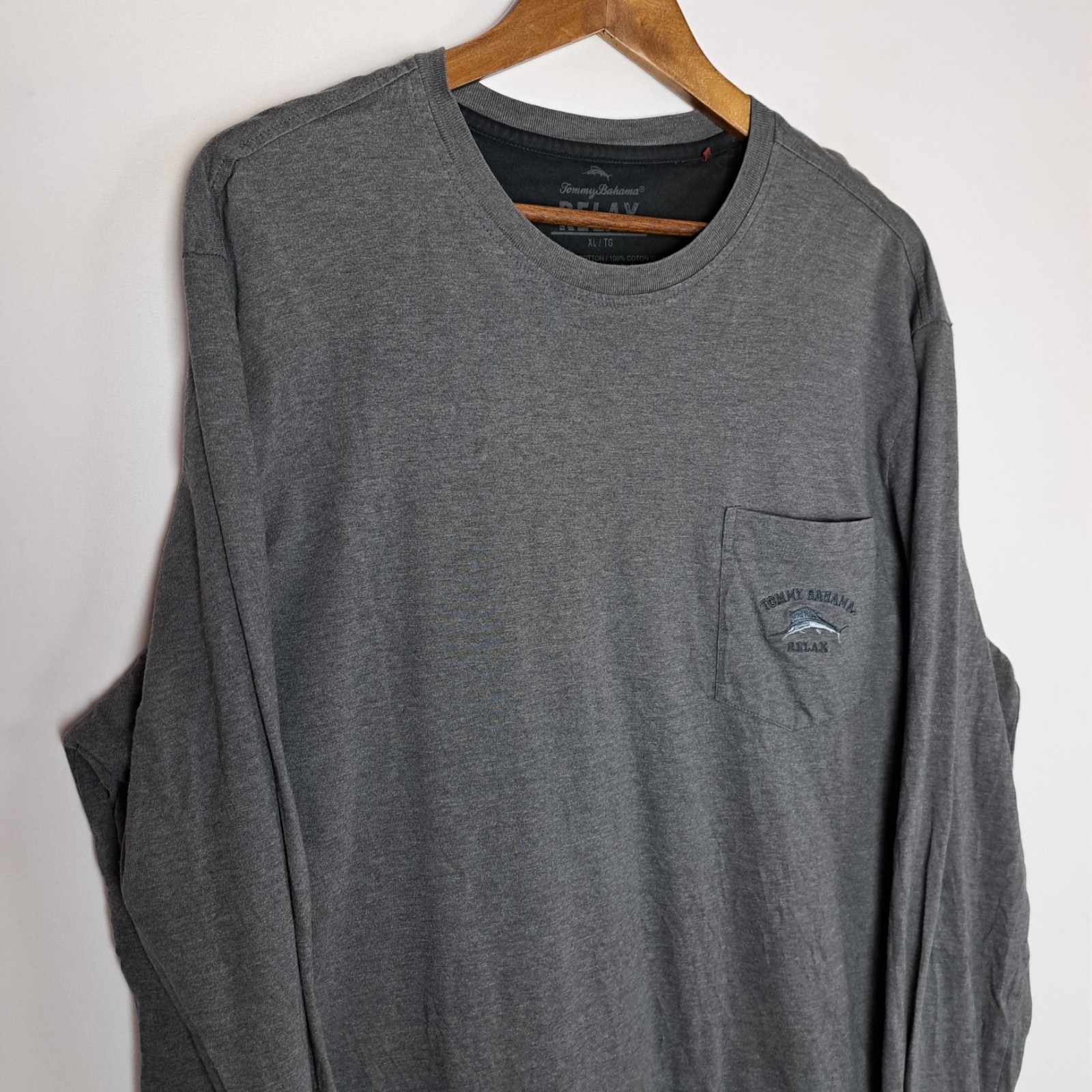 Tommy Bahama Relax T-Shirt Mens XL Gray 100%-Supima Cotton Long Sleeve 1 Pocket gallery