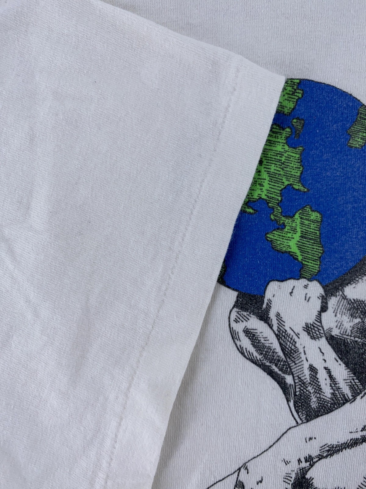 Vintage Think Globally Shirt Mens L/XLThe Thinker Earth Rodin Art Philosophy 90s gallery