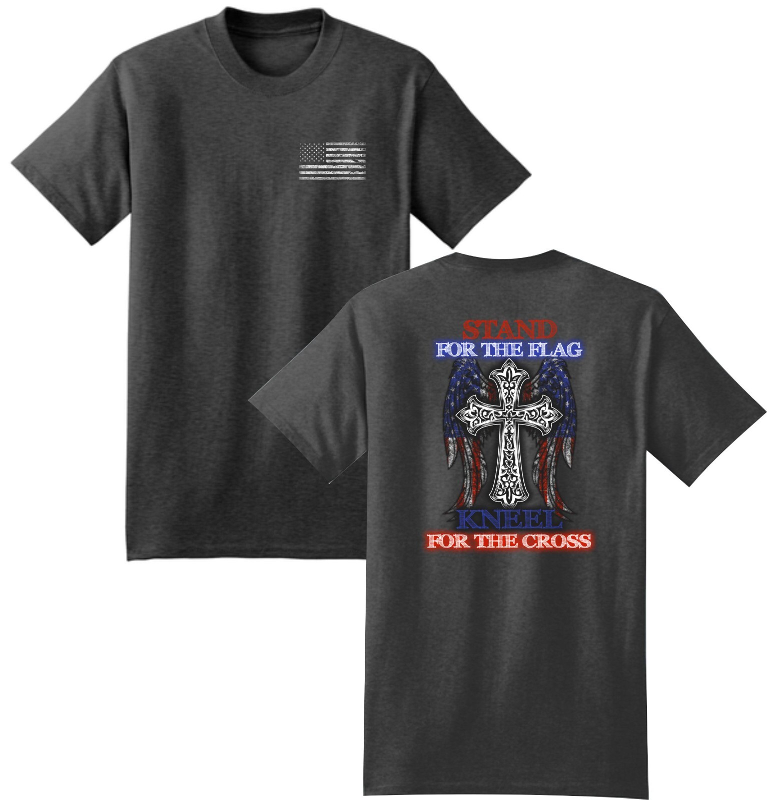 Stand For The Flag, Kneel For The Cross Screen Printed Graphic Unisex Shirt gallery