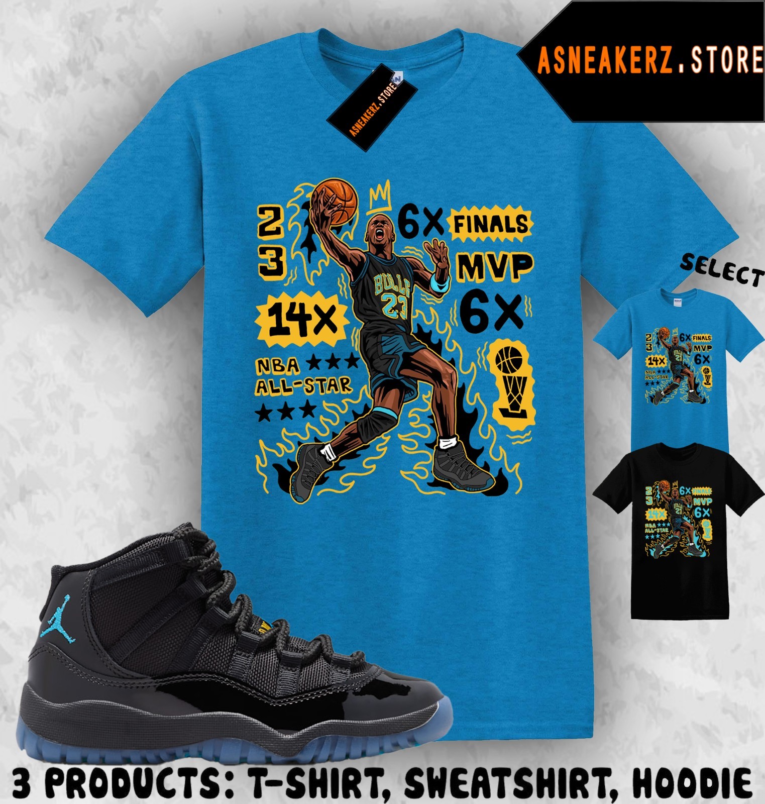 Tee Shirt Matching AJ 11 Gamma Blue 2025 To Match Sneaker MJ Flair 23 T-Shirt gallery