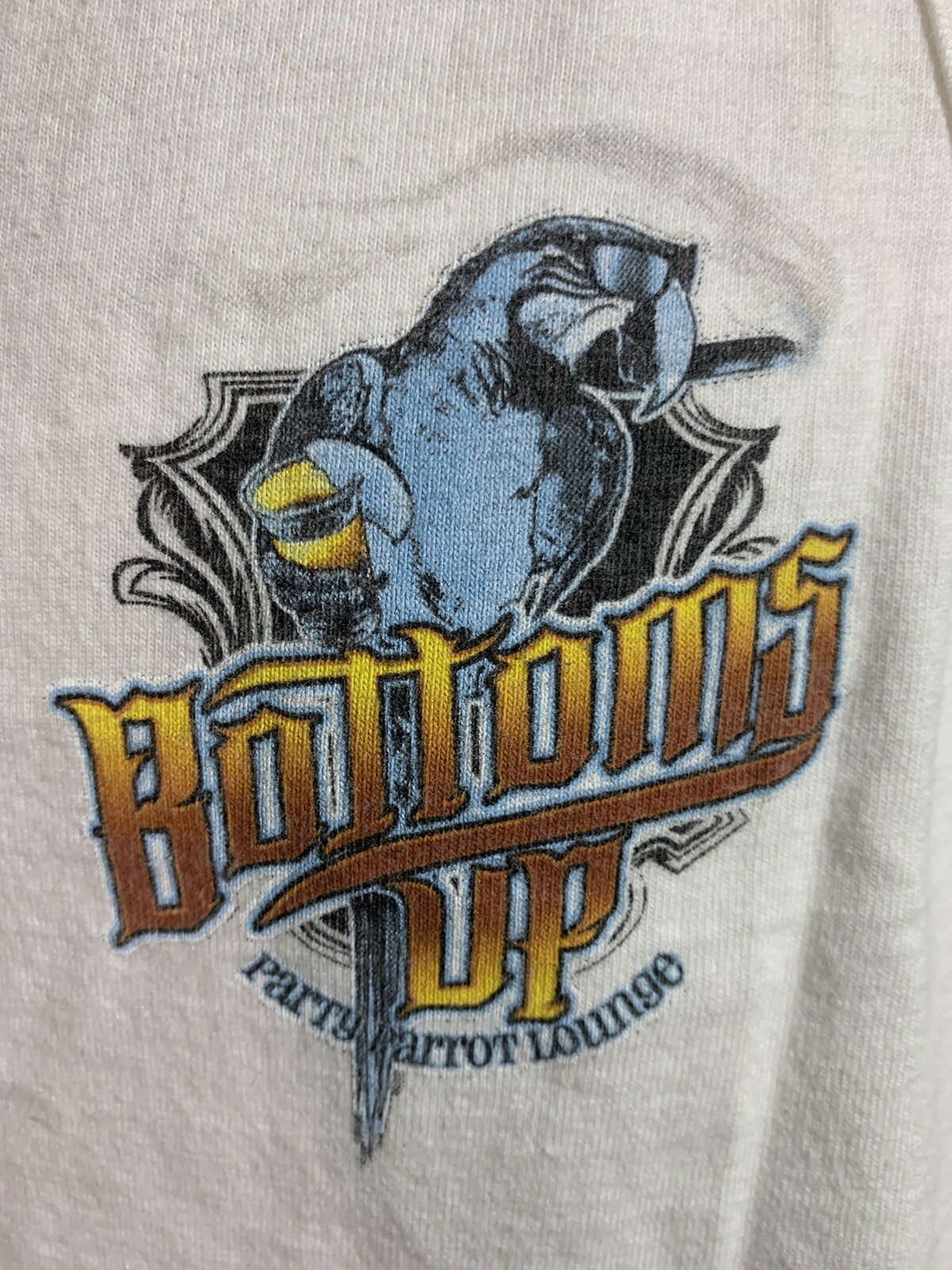 PARTY PARROT LOUNGE Tank Top Shirt Large (2-Sided) “Bottoms Up” Drinking Alcohol
