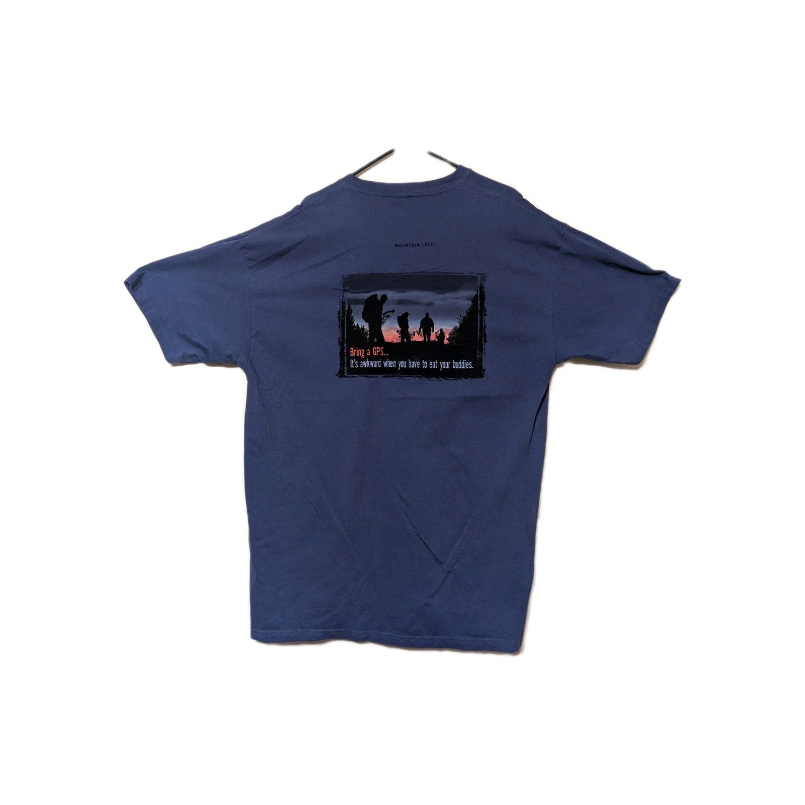 The Mountain Mens T-shirt Blue Bring A GPS Print On Back Retired Logo 2XL #6718 gallery